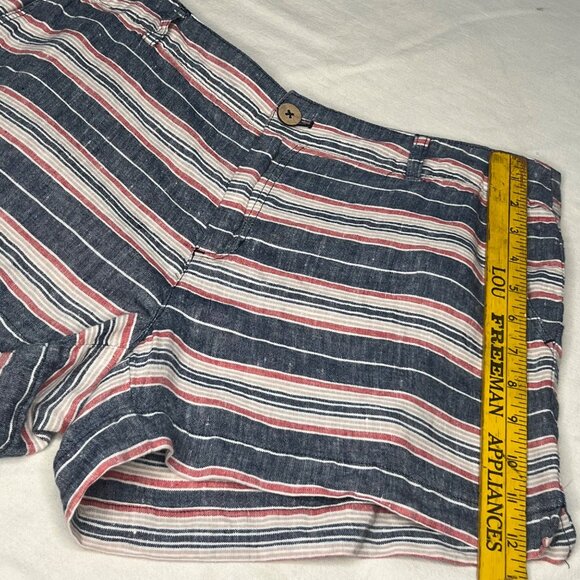 British Khaki Women's Size 12 Striped Linen Shorts Summer Casual Lightweight - Picture 12 of 13